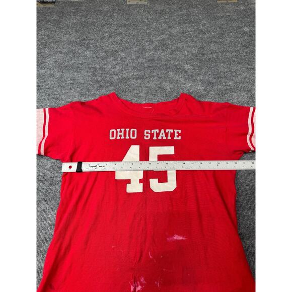 Vtg 70s Ohio State Buckeyes #45 Football Jersey T-Shirt Single Stitch Red Sz M-L - Picture 6 of 16